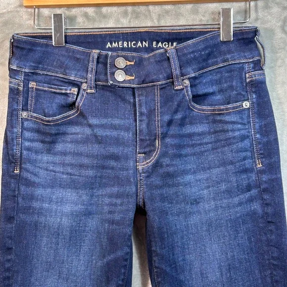 American Eagle Next Level Stretch Kick Boot Jeans Dark Wash Indigo 8 AE 30x31 - Picture 2 of 12